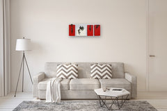 Original art for sale at UGallery.com | Red & White Climbers by Yelitza Diaz | $1,000 | mixed media artwork | 12.5' h x 33' w | thumbnail 5