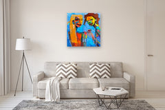 Original art for sale at UGallery.com | Two Glasses, One Story by Allen Wittert | $3,900 | acrylic painting | 35.5' h x 35.5' w | thumbnail 5