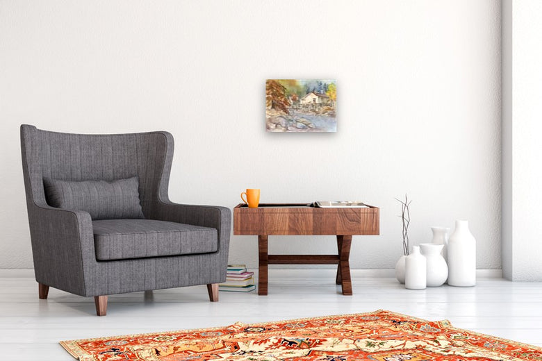 Cabin Hideaway by Joanie Ford |  In Room View of Artwork 