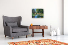 Original art for sale at UGallery.com | Bushes by the Pond by Janet Dyer | $800 | acrylic painting | 16' h x 20' w | thumbnail 5