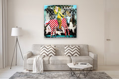 Original art for sale at UGallery.com | Pattern On Pattern Bull With Chief by Scott Dykema | $5,375 | mixed media artwork | 48' h x 48' w | thumbnail 5