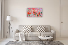 Original art for sale at UGallery.com | Nasturtium Cloud by Natalie George | $1,800 | acrylic painting | 28' h x 40' w | thumbnail 5