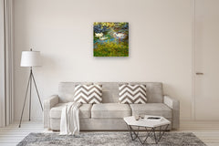 Original art for sale at UGallery.com | Tranquil Feeders by Onelio Marrero | $1,600 | oil painting | 28' h x 28' w | thumbnail 5