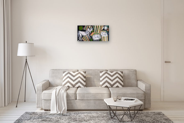 Wolf and Hedgehogs by Jessica JH Roller |  In Room View of Artwork 