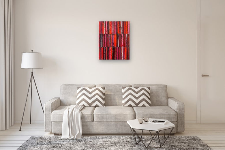 Red/Black Triple Stripes by Janet Hamilton |  In Room View of Artwork 