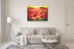 Original art for sale at UGallery.com | Field of Poppies - 2 by Stanislav Sidorov | $6,600 | oil painting | 36' h x 48' w | thumbnail 5