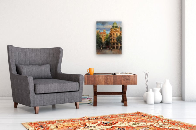 Una Plaza de Valencia by Jonelle Summerfield |  In Room View of Artwork 