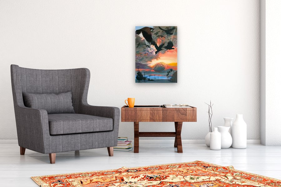 Murder@Sunset by Jesse Aldana |  In Room View of Artwork 