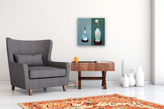 Original art for sale at UGallery.com | Vase with Peony and Butterflies by Guigen Zha | $900 | oil painting | 20' h x 20' w | thumbnail 5