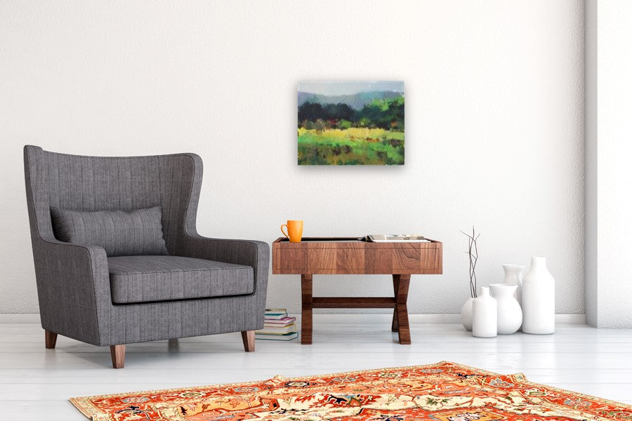 Meadow and Mountains by Janet Dyer |  In Room View of Artwork 