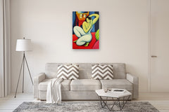 Original art for sale at UGallery.com | Woman Combing Her Hair by Guillermo Martí Ceballos | $1,675 | acrylic painting | 39.3' h x 27.5' w | thumbnail 5