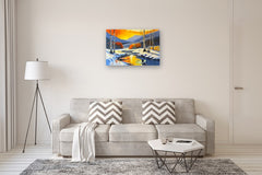 Original art for sale at UGallery.com | A Winter Sunset by John Jaster | $1,300 | acrylic painting | 24' h x 36' w | thumbnail 5