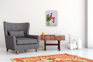 Tulips in Frosted Vase by Judy Mudd |  In Room View of Artwork 