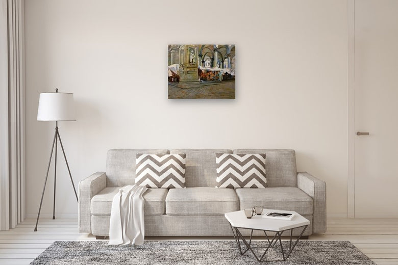 Piazza Del Mercato Nuovo, Florence by Onelio Marrero |  In Room View of Artwork 