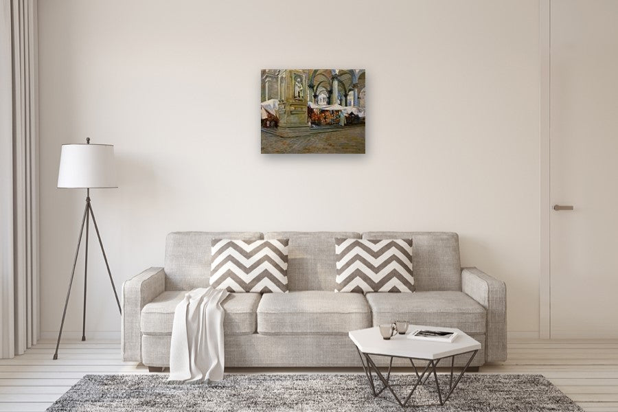 Piazza Del Mercato Nuovo, Florence by Onelio Marrero |  In Room View of Artwork 