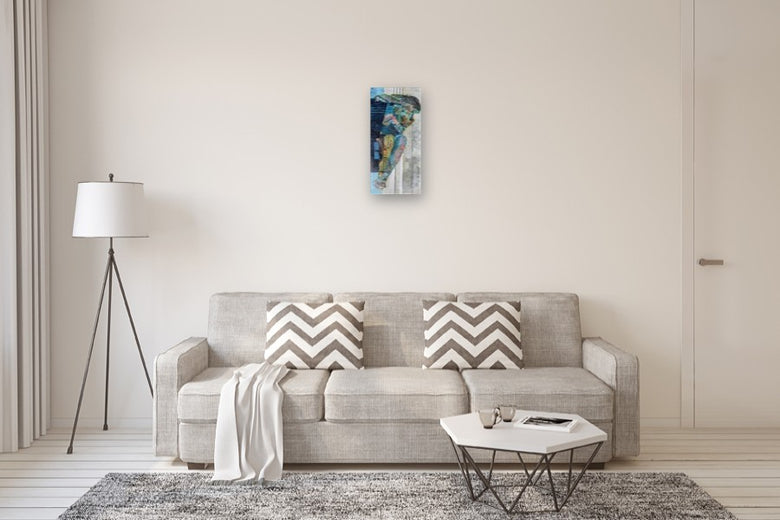 Reclining Figure in Blues by Gail Ragains |  In Room View of Artwork 