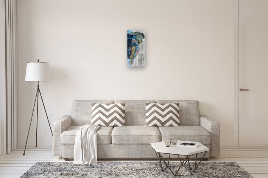 Reclining Figure in Blues by Gail Ragains |  In Room View of Artwork 