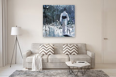 Original art for sale at UGallery.com | Flowered Geisha by Mary Pratt | $4,575 | oil painting | 48' h x 48' w | thumbnail 5