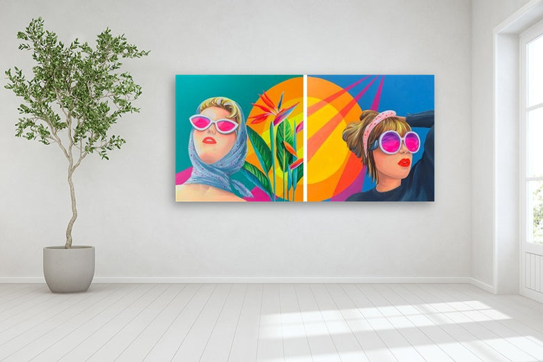 LA in Dayglo Part 1 and Part 2 by Leticia Lacy |  In Room View of Artwork 