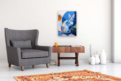 Original art for sale at UGallery.com | Felidae. Blue Catty by Guigen Zha | $900 | acrylic painting | 24' h x 18' w | thumbnail 5