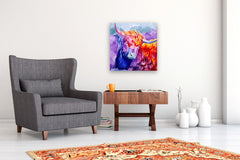 Original art for sale at UGallery.com | Sunlit Bliss of a Highland Beauty by Viktoria Goudbeek | $1,475 | oil painting | 23.6' h x 23.6' w | thumbnail 5