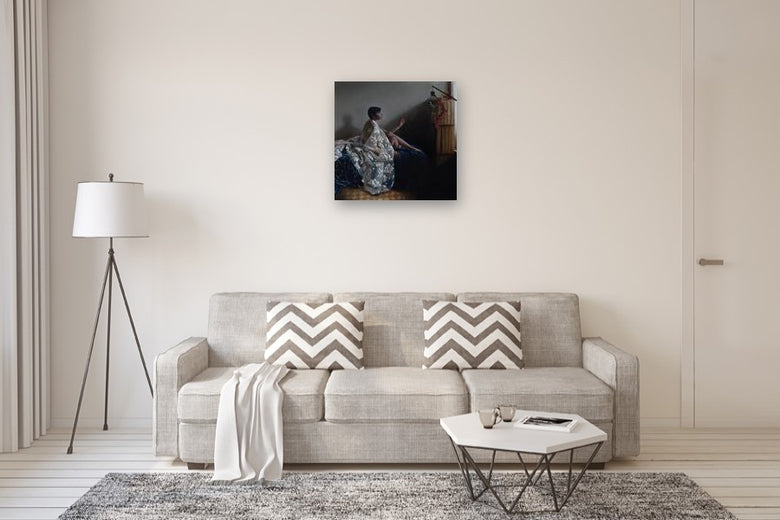 Woman with Caged Bird by John Kelly |  In Room View of Artwork 