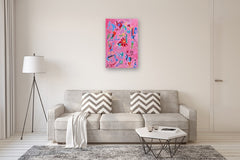Original art for sale at UGallery.com | Pink Paradise by Nathalie Gribinski | $2,000 | acrylic painting | 36' h x 24' w | thumbnail 5