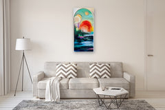 Original art for sale at UGallery.com | Heaven Touches Kawela: 2 by Lisa Crosby | $2,100 | oil painting | 46.5' h x 22' w | thumbnail 5
