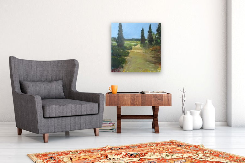 Quiet Path, Provence by Janet Dyer |  In Room View of Artwork 