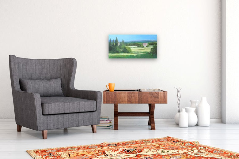 View Toward Mountains, Provence by Janet Dyer |  In Room View of Artwork 