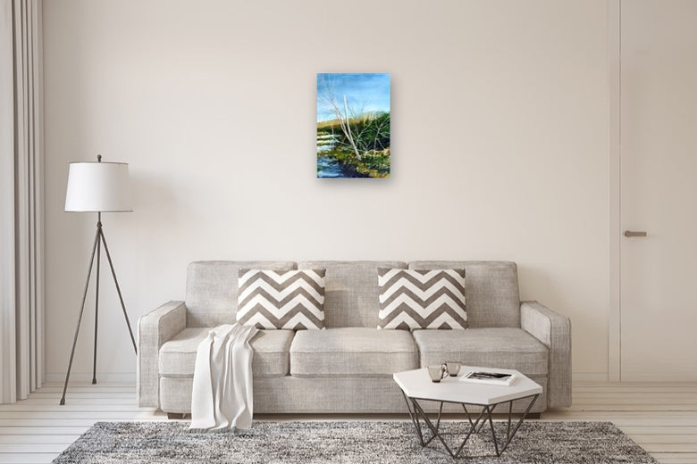 Leaning Birch by Vic Roschkov |  In Room View of Artwork 