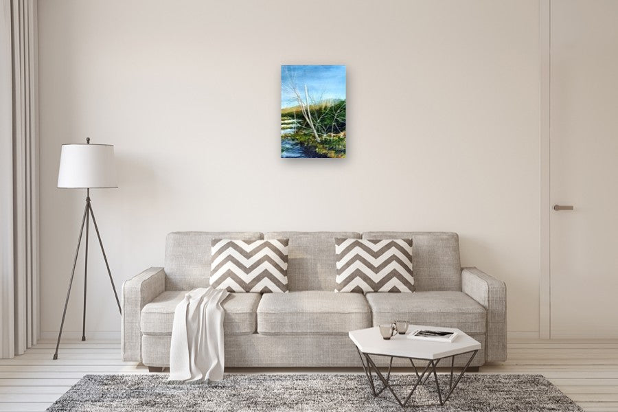 Leaning Birch by Vic Roschkov |  In Room View of Artwork 