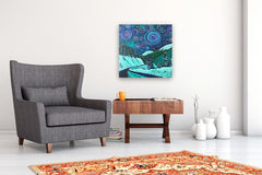 Original art for sale at UGallery.com | Night Fantasy on the Pass by Phyllis Anderson | $700 | acrylic painting | 24' h x 24' w | thumbnail 5