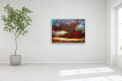 Original art for sale at UGallery.com | Crimson Shadows by Shadi Shokoohi | $11,100 | acrylic painting | 39.37' h x 59.06' w | thumbnail 5