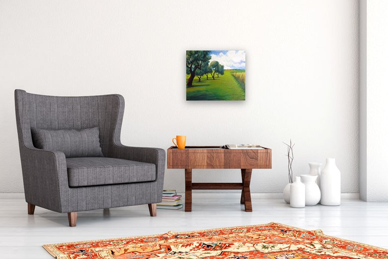 Olive Trees in Fontclara by Guillermo Martí Ceballos |  In Room View of Artwork 