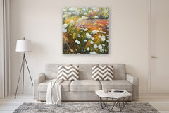 Original art for sale at UGallery.com | Sundrenched Field by Theresa Andreas-O'Leary | $8,100 | mixed media artwork | 48' h x 48' w | thumbnail 5