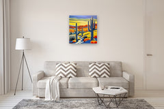 Original art for sale at UGallery.com | Saguaro Sunrise by John Jaster | $1,300 | acrylic painting | 30' h x 30' w | thumbnail 5