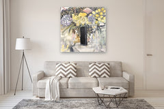 Original art for sale at UGallery.com | The Life of a Flower by Mary Pratt | $4,200 | oil painting | 48' h x 48' w | thumbnail 5