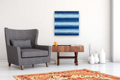 Original art for sale at UGallery.com | Indigo Stripes 3 by Janet Hamilton | $1,350 | oil painting | 24' h x 24' w | thumbnail 5