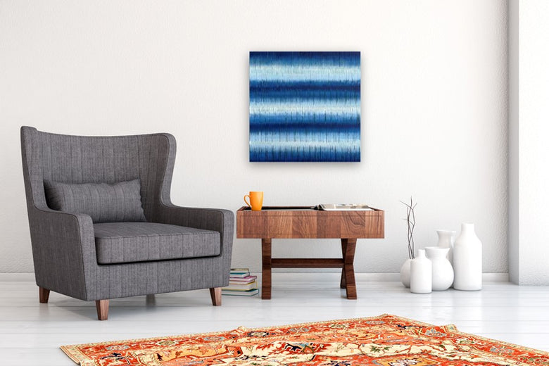 Indigo Stripes 3 by Janet Hamilton |  In Room View of Artwork 