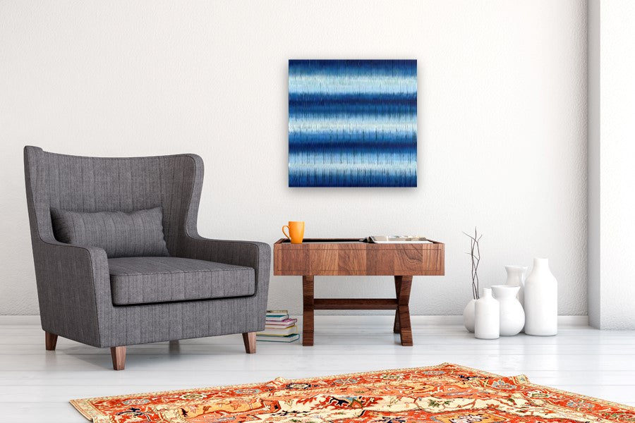 Indigo Stripes 3 by Janet Hamilton |  In Room View of Artwork 