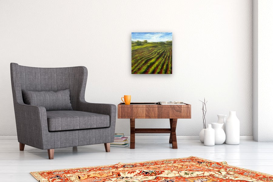 Red Field XXI by Mandy Main |  In Room View of Artwork 