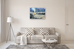 Original art for sale at UGallery.com | Where the Fire Is Safe by Onelio Marrero | $2,100 | oil painting | 26' h x 36' w | thumbnail 5