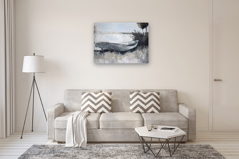 A Boat on the Shore by Mary Pratt |  In Room View of Artwork 