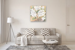 Original art for sale at UGallery.com | Peonies by DL Watson | $3,000 | acrylic painting | 36' h x 36' w | thumbnail 5