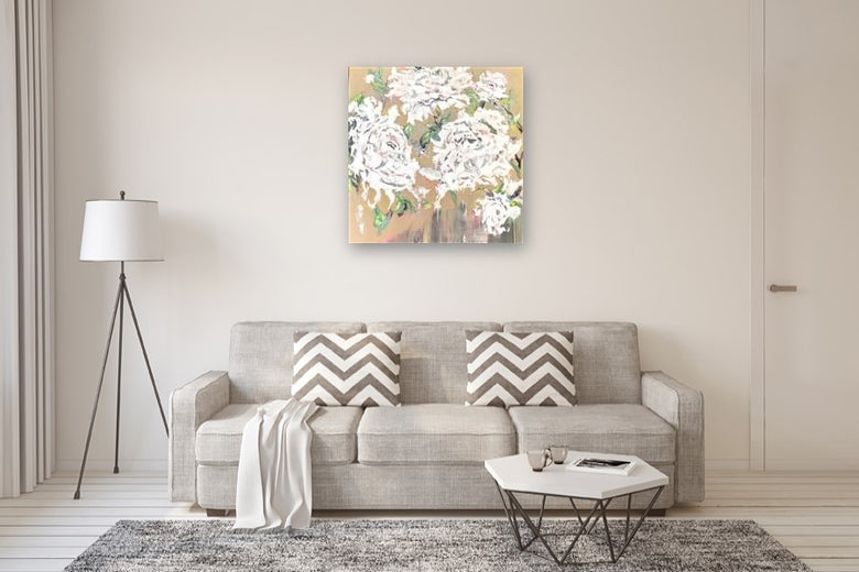 Peonies by DL Watson |  In Room View of Artwork 