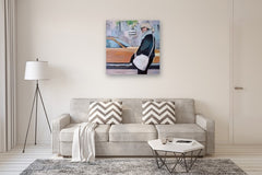 Original art for sale at UGallery.com | Walking in Midtown by Carey Parks | $2,500 | acrylic painting | 36' h x 36' w | thumbnail 5