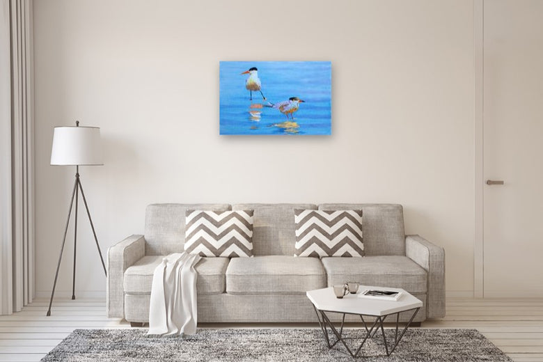 Two Tentative Terns by Emil Morhardt |  In Room View of Artwork 