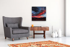 Original art for sale at UGallery.com | Twilight: Red Clouds, Plum Ground by Elizabeth Garat | $1,750 | oil painting | 24' h x 24' w | thumbnail 5