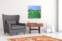 Original art for sale at UGallery.com | Hill Houses by Janet Dyer | $1,325 | acrylic painting | 24' h x 24' w | thumbnail 5